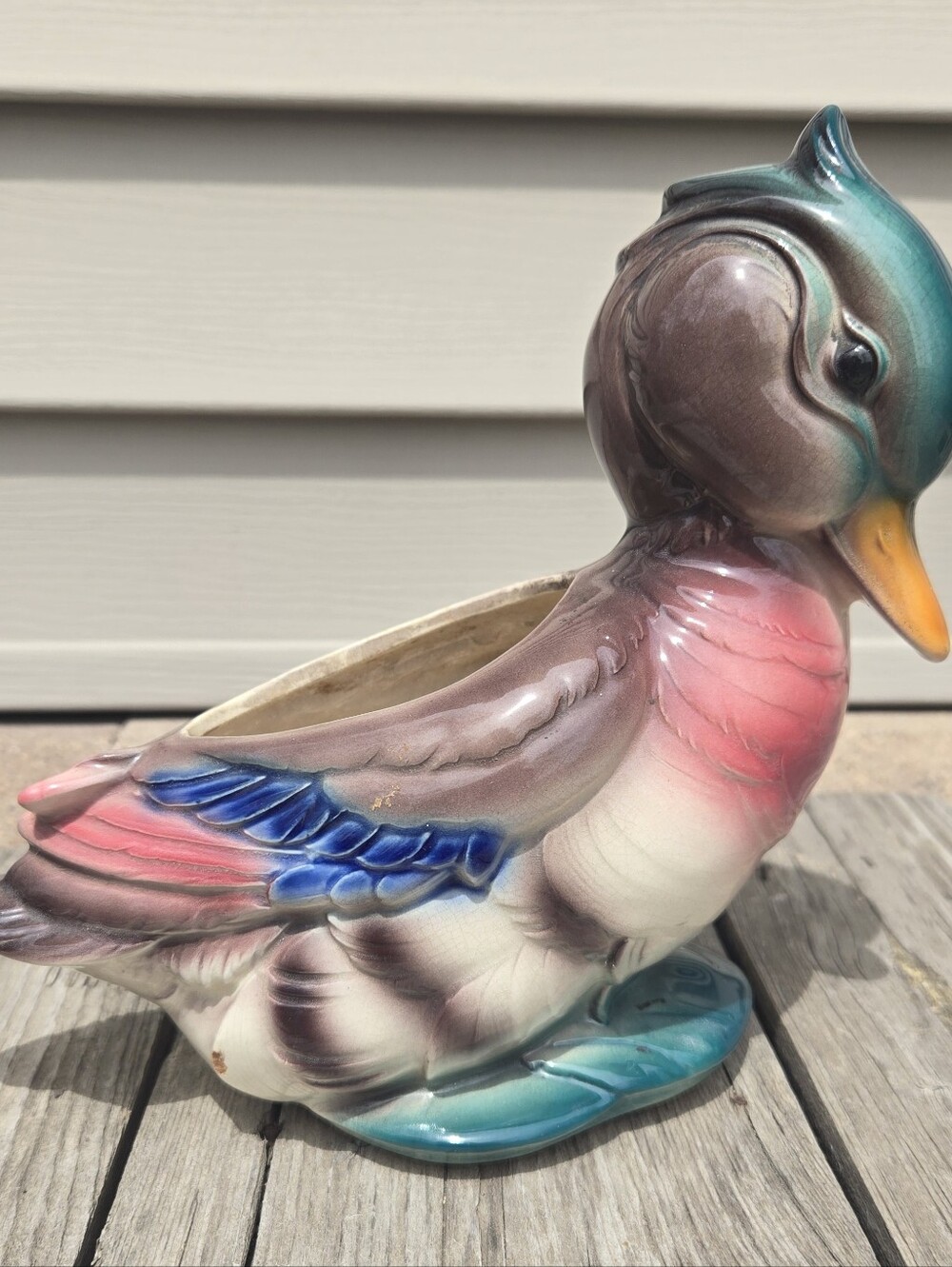 Royal Copley Vtg Mallard Duck Planter MCM 8"